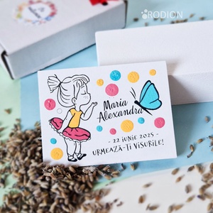 Marturii botez fetita pictat manual personalizate cu nume Balerina - Artynos.ro