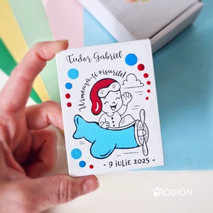 Marturii botez baietel pictat manual personalizate cu nume Calatorii, Jucarii si echipamente pentru copii, Daruri de botez, Obiecte pictate, Pictura, ARTYNOS