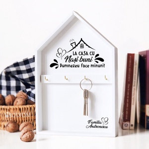 Cuier casuta suport chei personalizat cu nume nasi, Casa & Stil de viata, Accesorii pentru decorat casa, Decoratiuni de pereti, decoratiuni suspendate, Suport pentru chei, Obiecte pictate, Pictura, ARTYNOS