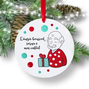 Glob Craciun pentru bunic pictat manual personalizat cu mesaj, Craciun, Decoratiuni de Craciun de casa, Globuri, Obiecte pictate, Pictura, ARTYNOS