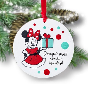 Glob Craciun Minnie Mouse pictat manual personalizat cu mesaj - Artynos.ro