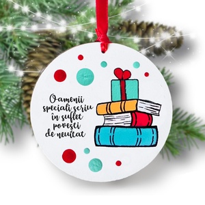 Glob Craciun cu carti pictat personalizat cu mesaj, Craciun, Decoratiuni de Craciun de casa, Globuri, Obiecte pictate, Pictura, ARTYNOS