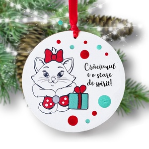 Glob Craciun pictat manual personalizat cu mesaj Marie Pisicile Aristocrate, Craciun, Decoratiuni de Craciun de casa, Globuri, Obiecte pictate, Pictura, ARTYNOS