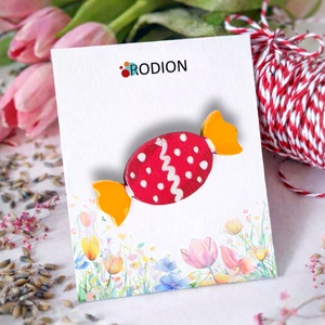 Martisoare brosa pictate manual in forma bomboana - bijuterii - mărțișor - Artynos.ro