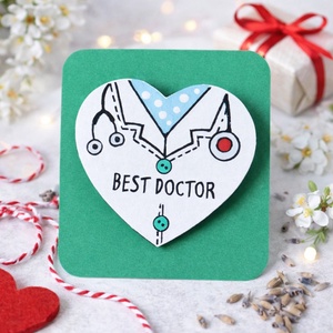 Martisor brosa pentru medic pictat manual cu text handmade Best Doctor, Bijuterii, Martisor, Obiecte pictate, Pictura, ARTYNOS