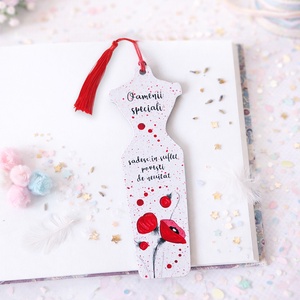 Semn de carte silueta maci pictat manual cu mesaj handmade, Bijuterii, Martisor, Obiecte pictate, Pictura, ARTYNOS