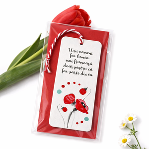 Martisoare semn de carte pictate manual cu mesaj Maci - bijuterii - mărțișor - Artynos.ro