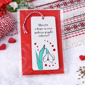 Martisoare semn de carte pictate manual cu mesaj Ghiocel - bijuterii - mărțișor - Artynos.ro