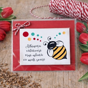 Mărțișoare cu magnet albinuță pictate manual cu mesaje haioase handmade - bijuterii - mărțișor - Artynos.ro