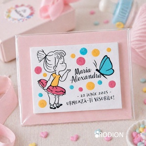 Marturii botez fetita pictat manual personalizate cu nume Balerina - Artynos.ro