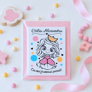Marturii botez fetita manual personalizate cu nume Printesa - Artynos.ro