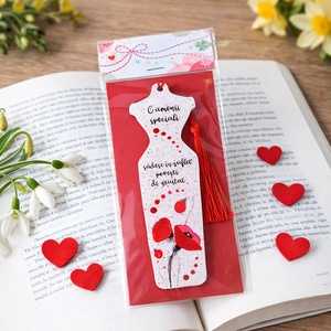Semn de carte silueta maci pictat manual cu mesaj handmade - bijuterii - mărțișor - Artynos.ro