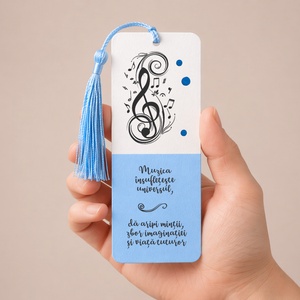 Semn de carte MUZICA cadru didactic personalizat cu mesaj lucrat manual - cărți și creații cu tematică muzicală, cadouri - semn de carte - Artynos.ro