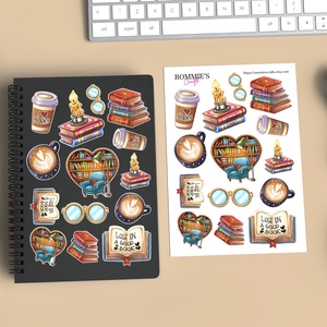 Set de stickere pentru decorarea Kindle-ului, jurnal, agende, tema biblioteca vintage, handmade - casă & stil de viață - papetărie de hârtie - pachet stickere - Artynos.ro