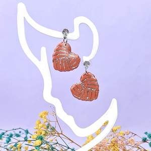 Cercei Mocha in Forma de Inima � Bijuterii handmade din lut polimeric, Bijuterii, Cercei, Cercei lungi, , ARTYNOS