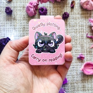 Semn de Carte Magnetic cu Pisică, textura Holografică � Cadou amuzant pentru iubitorii de lectură - cărți și creații cu tematică muzicală, cadouri - semn de carte - Artynos.ro