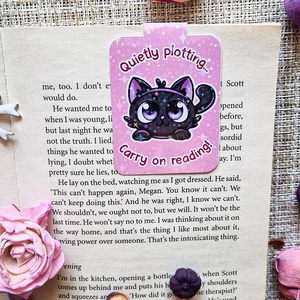 Semn de Carte Magnetic cu Pisică, textura Holografică � Cadou amuzant pentru iubitorii de lectură - cărți și creații cu tematică muzicală, cadouri - semn de carte - Artynos.ro