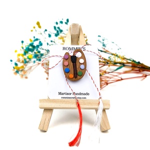Martisor Handmade Paleta Pictura � Lucrat Manual din Lut Polimeric, 4x2.5 cm - bijuterii - mărțișor - Artynos.ro
