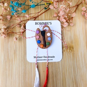 Martisor Handmade Paleta Pictura � Lucrat Manual din Lut Polimeric, 4x2.5 cm - bijuterii - mărțișor - Artynos.ro
