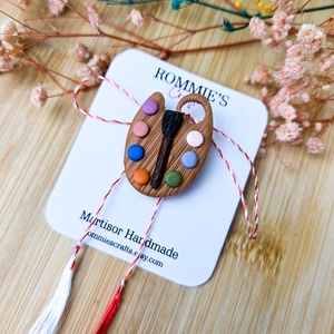 Martisor Handmade Paleta Pictura � Lucrat Manual din Lut Polimeric, 4x2.5 cm - Artynos.ro