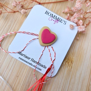 Martisor Handmade Inima din Lut Polimeric pentru 1 si 8 martie - sistem de prindere tip pin, Bijuterii, Martisor, Lucrare cu argila, ARTYNOS