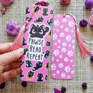 Semn de Carte Pawse Read Repeat cu Pisici � Bookmark Handmade pentru Iubitori de Carti si Pisici - Artynos.ro