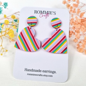 Cercei Handmade inimioara retro, din lut polimeric, multicolori, Bijuterii, Cercei, Cercei cu figurine, , ARTYNOS