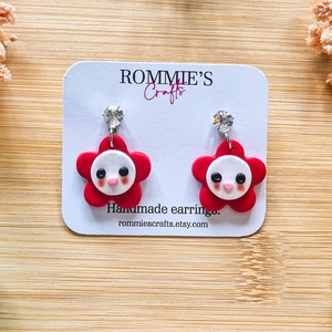 Cercei handmade floricele cute din lut polimeric - bijuterii - cercei - cercei cu figurine - Artynos.ro