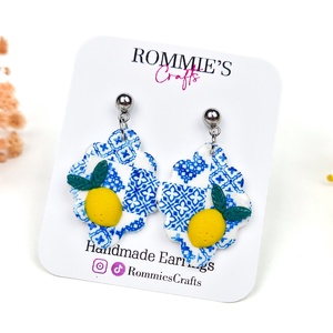 Cercei model mediteranean, cu lamai, handmade din lut polimeric - Artynos.ro