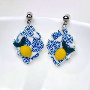 Cercei model mediteranean, cu lamai, handmade din lut polimeric - bijuterii - cercei - cercei lungi - Artynos.ro