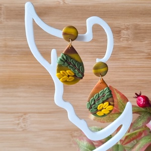 Cercei botanici de toamna, handmade din lut polimeric - bijuterii - cercei - cercei lungi - Artynos.ro