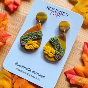 Cercei botanici de toamna, handmade din lut polimeric - Artynos.ro