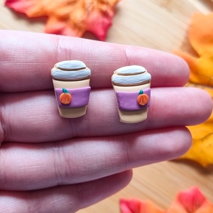 Set cercei de toamna cafea si pisicute, handmade din lut polimeric - bijuterii - cercei - cercei cu figurine - Artynos.ro