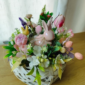 Aranjament / Decorațiune pentru Paște cu Iepuraș - decor de sărbători - decorațiuni de paște - decor masă de paște - Artynos.ro