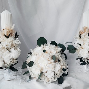 Set nunta - buchet de mireasa si lumanari de cununie - accesorii nuntă - amintiri și cadouri de nuntă - cadou nuntă - set de ceremonie - Artynos.ro