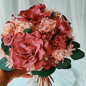 Buchet de mireasa / nasa cu trandafiri și flori criogenate.  - accesorii nuntă - amintiri și cadouri de nuntă - cadou nuntă - set de ceremonie - Artynos.ro