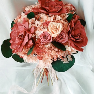 Buchet de mireasa / nasa cu trandafiri și flori criogenate.  - accesorii nuntă - amintiri și cadouri de nuntă - cadou nuntă - set de ceremonie - Artynos.ro