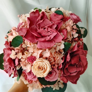 Buchet de mireasa / nasa cu trandafiri și flori criogenate.  - accesorii nuntă - amintiri și cadouri de nuntă - cadou nuntă - set de ceremonie - Artynos.ro