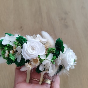 Coronita din flori criogenate si stabilizate pentru premiere/festivitate scoala/nunta - accesorii nuntă - buchet mireasă  - Artynos.ro