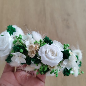 Coronita din flori criogenate si stabilizate pentru premiere/festivitate scoala/nunta - accesorii nuntă - buchet mireasă  - Artynos.ro