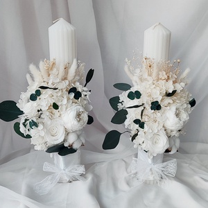 Set lumânări nunta - accesorii nuntă - materiale decor pentru nuntă - lumânări de nuntă și suport lumânări - Artynos.ro