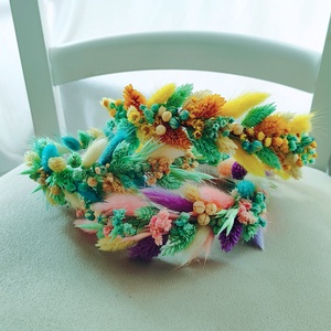 Coronita din flori criogenate si stabilizate pentru premiere/festivitate scoala/nunta - accesorii nuntă - ornamente de păr de nuntă - coroană de cap mireasă - Artynos.ro