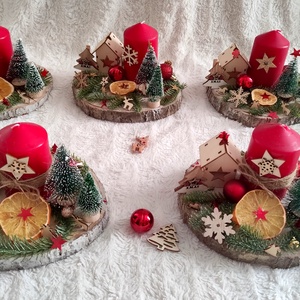 Aranjamente, decorațiuni felii de lemn pentru masa de Craciun, cadou pentru cei dragi.  - crăciun - decorațiuni de crăciun de casă - decor pentru masă de crăciun - Artynos.ro