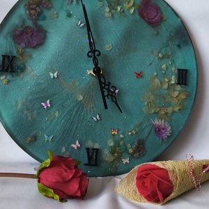 Ceas de perete floral handmade - casă & stil de viață - decorațiuni de casă - decorațiuni de pereți - ceasuri de perete - Artynos.ro