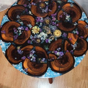 Măsuță handmade cu pietre fluorescente (Glow in the Dark) - casă & stil de viață - mobilier artizanal - mese - Artynos.ro