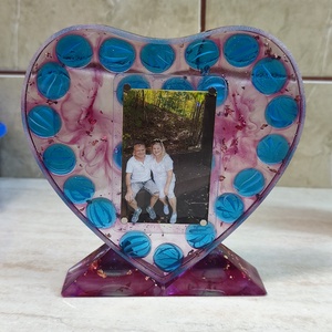 Decorațiune inimă din rășină personalizată cu fotografie Cadou unicat handmade - casă & stil de viață - decorațiuni de casă - decorațiuni de masă și rafturi - sticle ornamentale - Artynos.ro