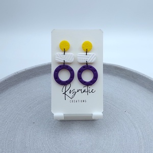 Cercel Zorela - Yellow Purple - bijuterii - cercei - clipsuri - Artynos.ro