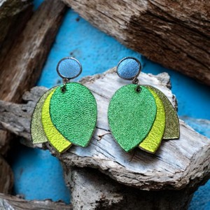 Vibrant leaves 12 - cercei cu accesorii din otel inoxidabil - Artynos.ro