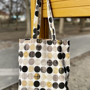 Geanta de cumparaturi cu model polka dot, Geanta si husa, Geanta pentru cumparaturi, Geanta shopper, geanta tote, geanta textila, Cusatura, ARTYNOS