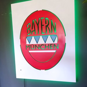 Logo-ul Bayern München - autocolant de perete cu iluminare de fundal cu LED. -  - Artynos.ro